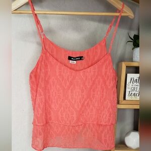 Wells Grace Vibrant Coral Lace Camisole
